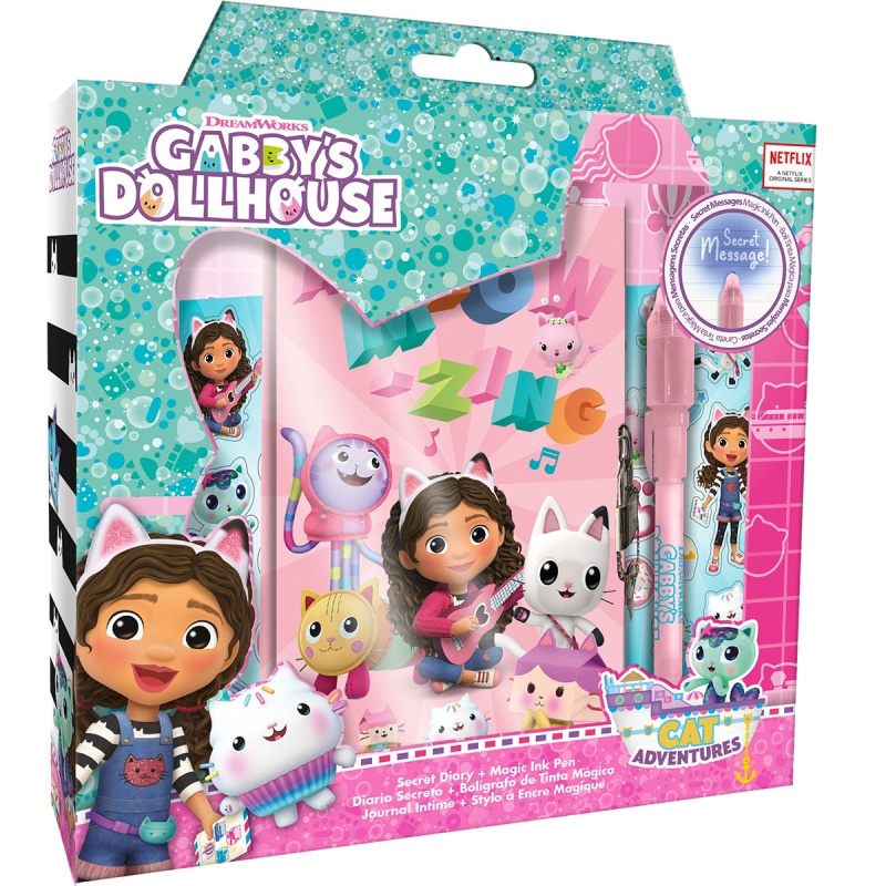 CurePink Papírnický set Gabby's Dollhouse Gábinin kouzelný domek A5 15 x 21 x 2 cm GD00038