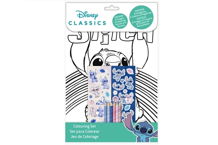 Stitch sada na vybarvování s pastelkami a samolepkami