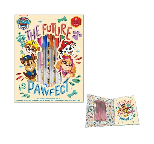 Sada psacích potřeb s 6 gelovými pery a linkovaným notýskem PAW PATROL