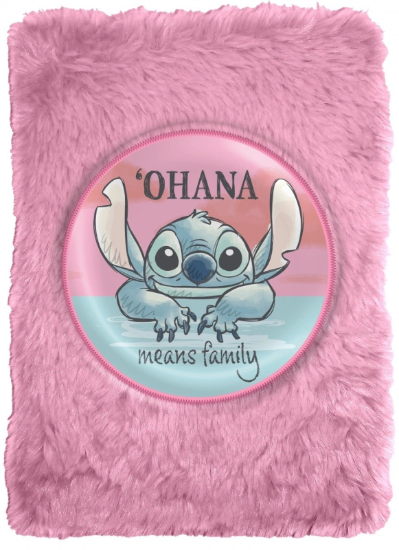CurePink Blok A5 Disney Lilo & Stitch Ohana znamená rodina 15 x 21 x 2 cm