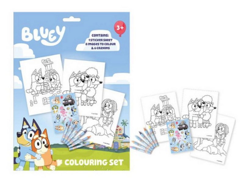 Kreativní set omalovánek BLUEY s tužkami a samolepkami