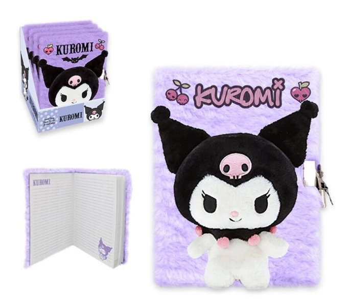 Plyšový 3D deník A5 KUROMI se zipem