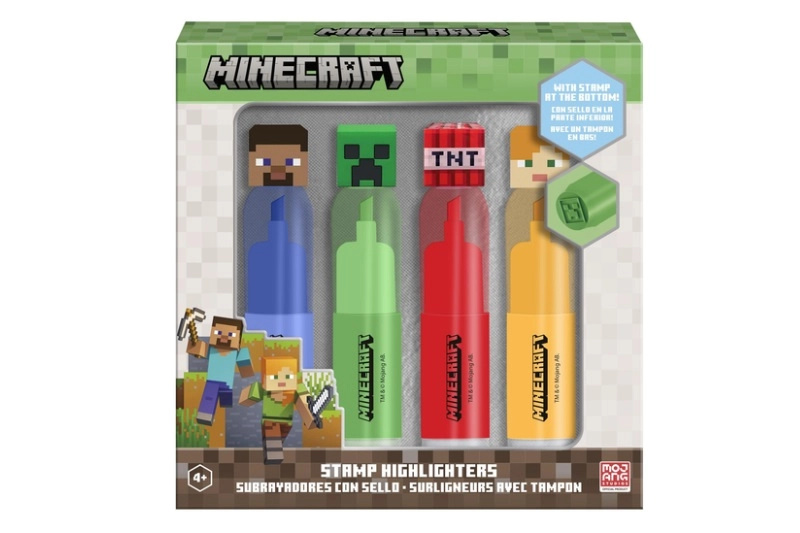 Minecraft sada 4 zvýrazňovačů s 3D topperem a razítkem