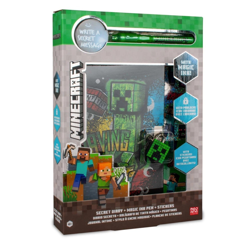 Minecraft tajný deník s kouzelným UV perem a samolepkami