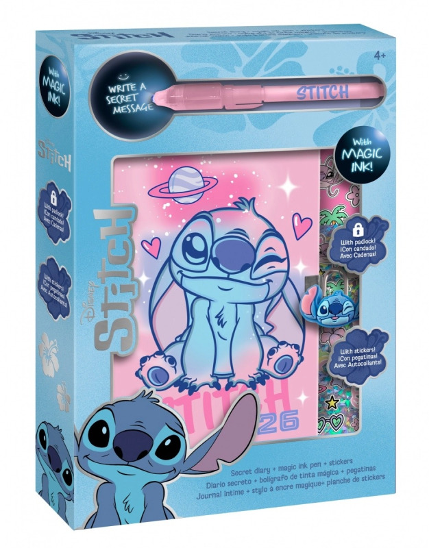 Dárková sada tajný deník Stitch A4 s kouzelným perem