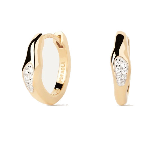 PDPAOLA Pozlacené náušnice se zirkonií Onda Essentials AR01-C12-U