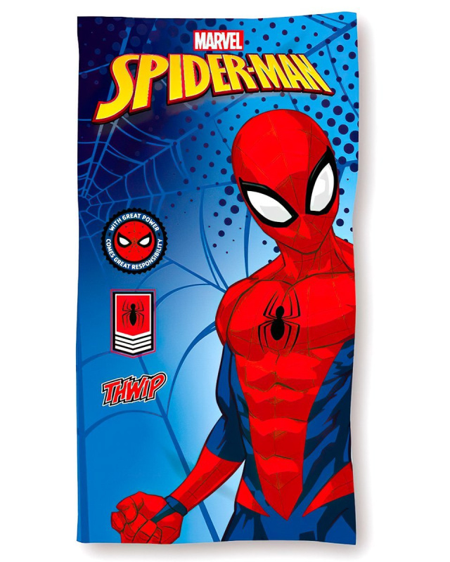 jay Franco Osuška SPIDERMAN MARVEL THWIP, modra, froté, 70x140cm