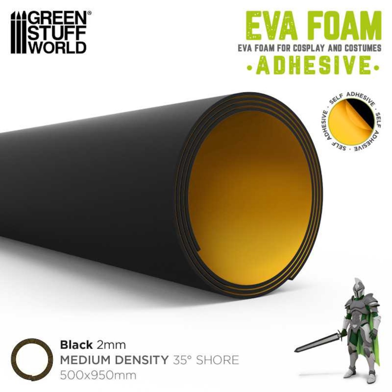 Green Stuff World Adhesive EVA Foam 2mm - pěna pro výrobu kostýmů - black (Green Stuff World)