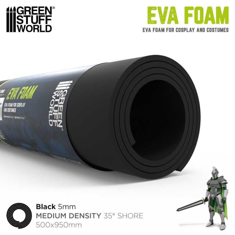 Green Stuff World Cosplay EVA foam 5mm - Medium Density - pěna pro výrobu kostýmů - Black (Green Stuff World)
