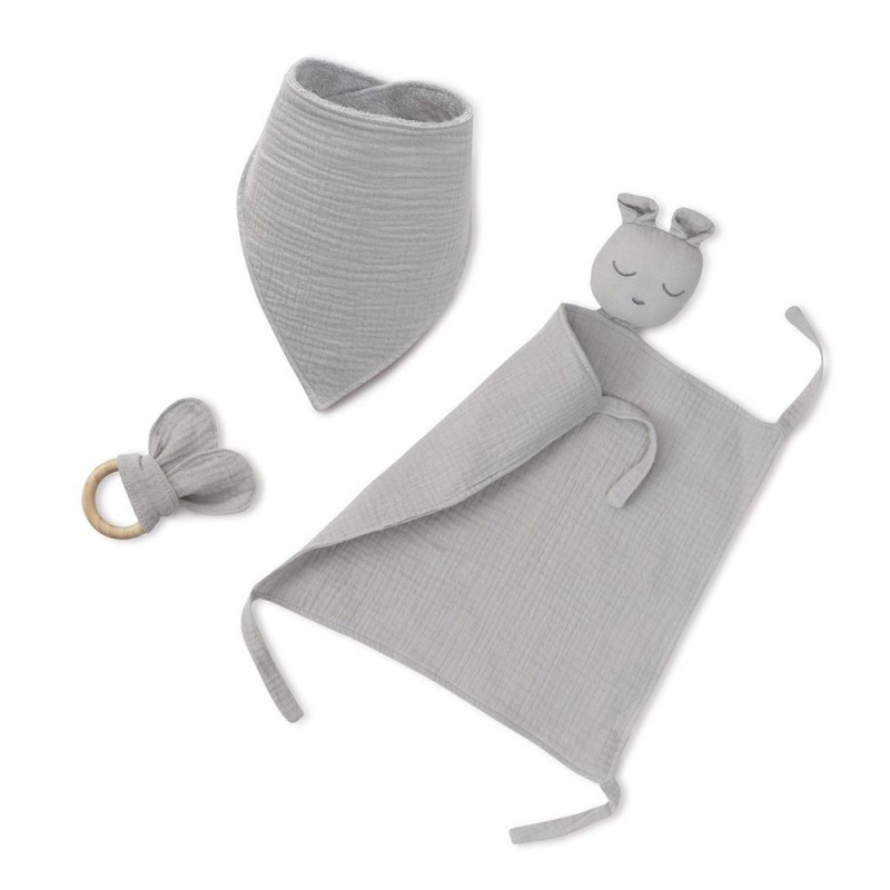 Interbaby SET - přítulka + bryndák + kousátko šedý