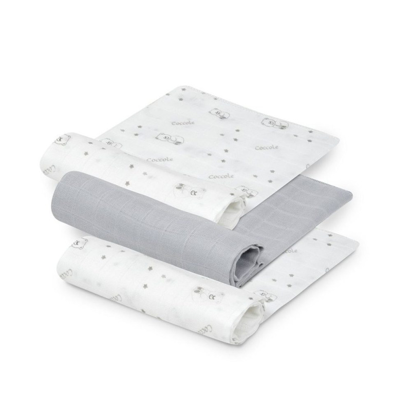Interbaby PLENKA MEDVÍDEK 3 kusy BAMBUS 55x70 cm bílošedá