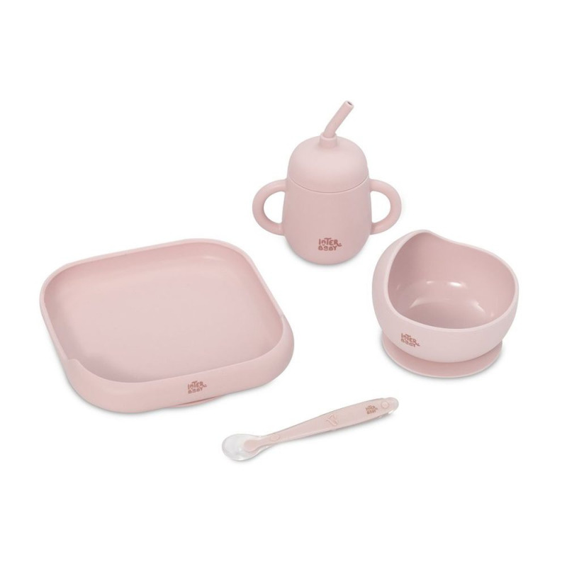 Interbaby JÍDELNÍ SET silikonový růžový