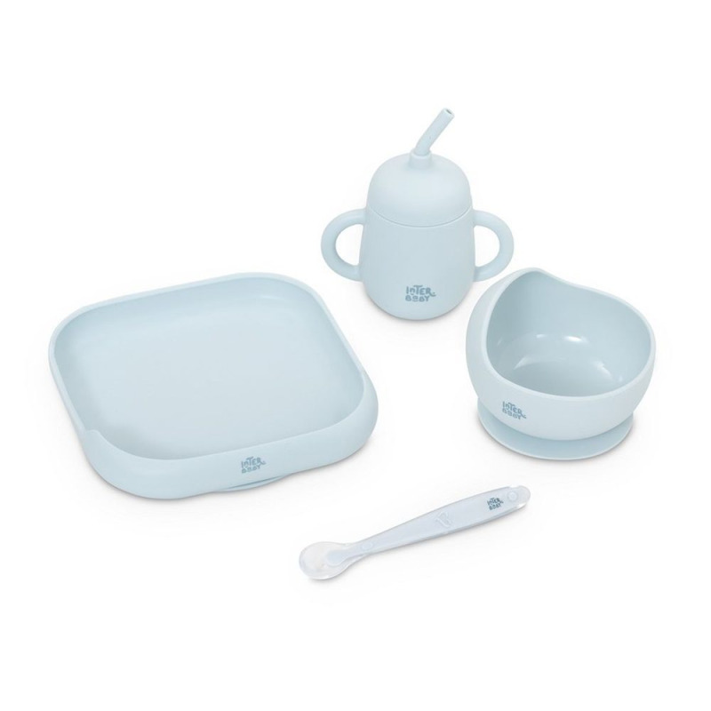 Interbaby JÍDELNÍ SET silikonový modrý