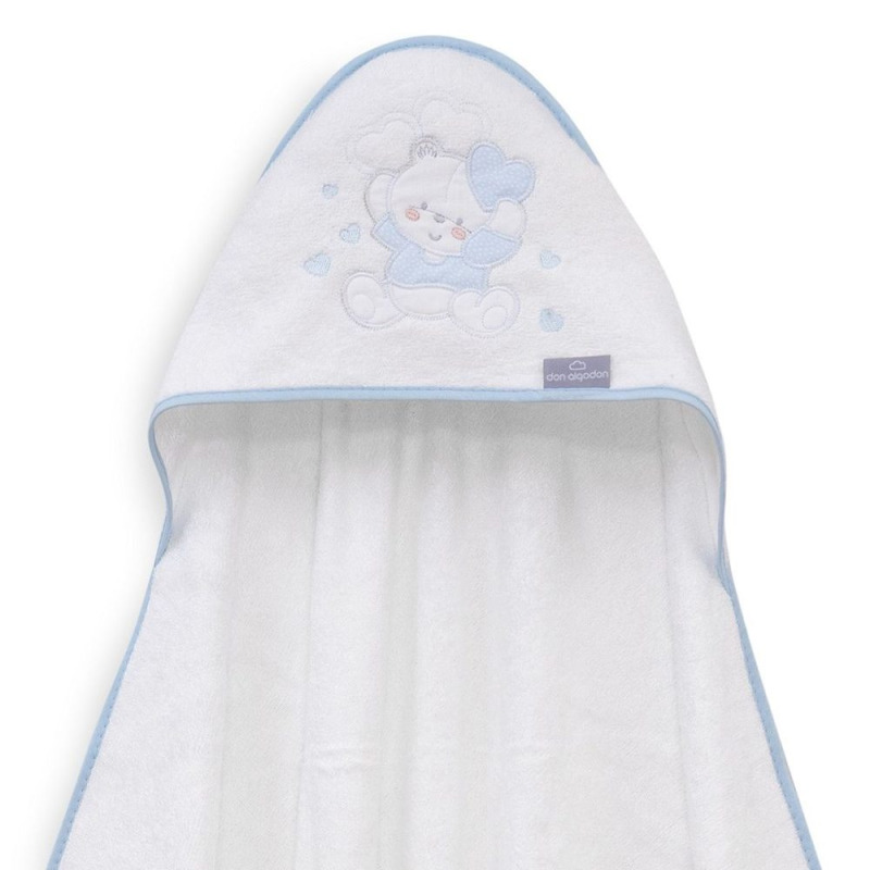 Interbaby Osuška MEDVÍDEK SE SRDÍČKY - BÍLOMODRÁ
