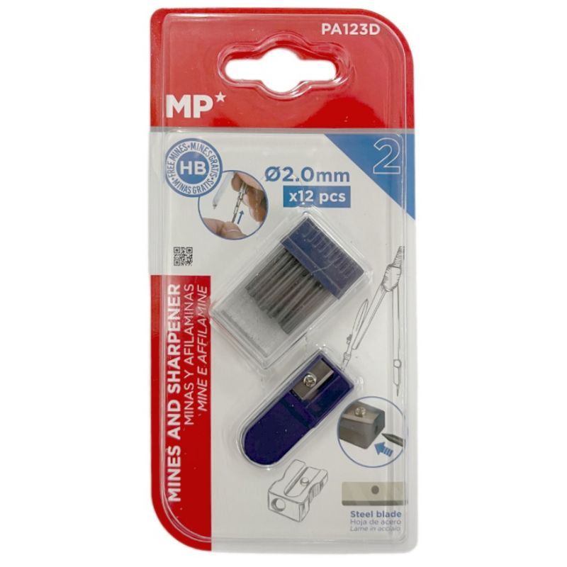 Náhradní tuhy do kružítka 2mm + ořezávátko (12ks)