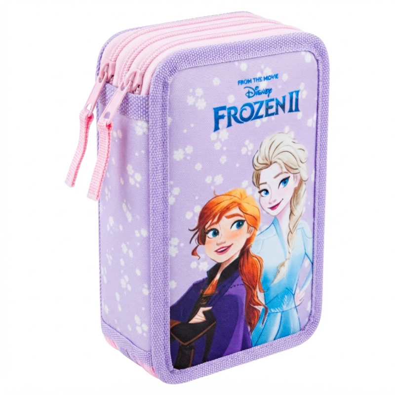 Třípatrový vybavený školní penál Frozen II Ledové království růžovo-fialový