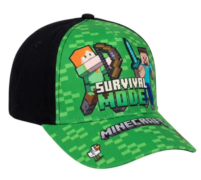 Dětská kšiltovka Minecraft survival mode zeleno-černá