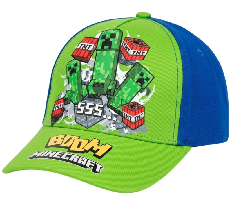 Dětská kšiltovka Minecraft Creeper zeleno-modrá