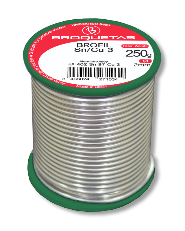 Měkká pájka S-Sn97 Cu3 2 mm,cívka 250 g