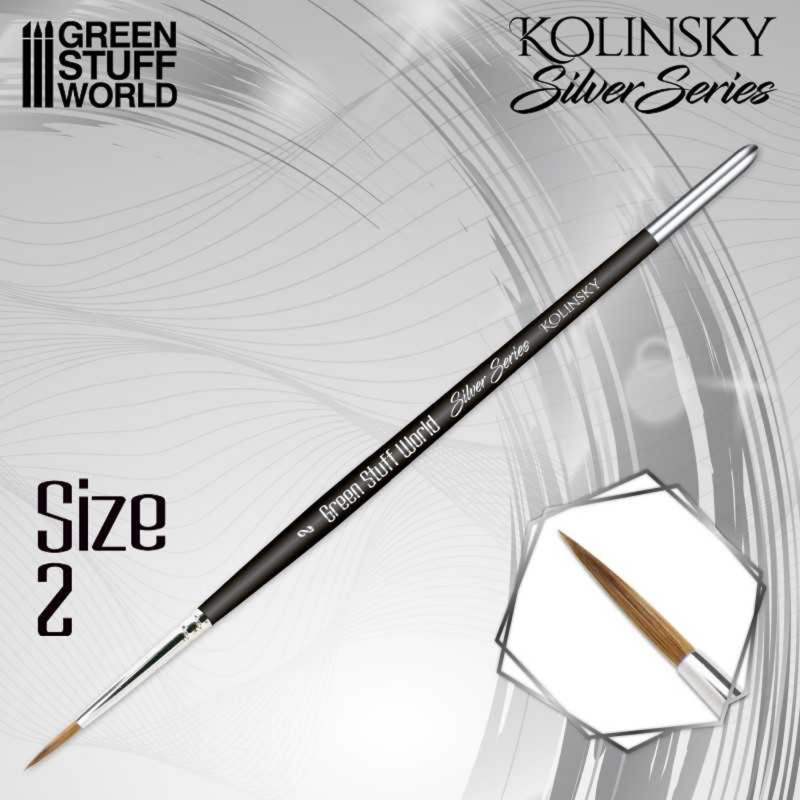 Green Stuff World SILVER SERIES Kolinsky Brush - Size 2 (Green Stuff World)