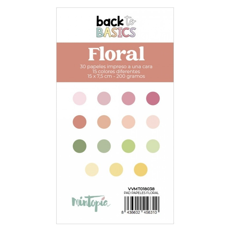 Sada jednostranných barevných papírů (30ks) 7,5x15cm Floral