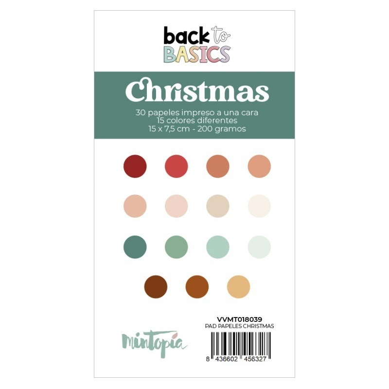 Sada jednostranných barevných papírů (30ks) 7,5x15cm Christmas