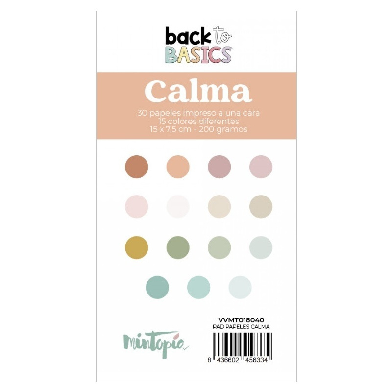 Sada jednostranných barevných papírů (30ks) 7,5x15cm Calma