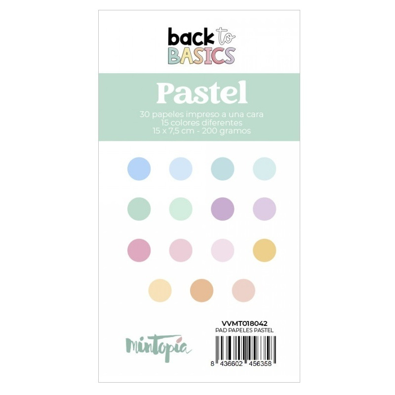 Sada jednostranných barevných papírů (30ks) 7,5x15cm Pastel