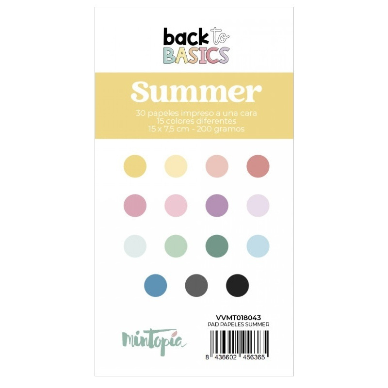 Sada jednostranných barevných papírů (30ks) 7,5x15cm Summer