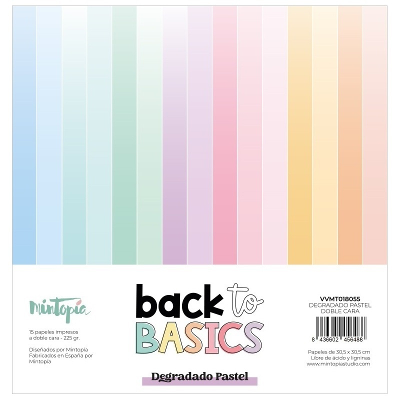 Sada oboustranných papírů 30x30cm Pastel (15ks)