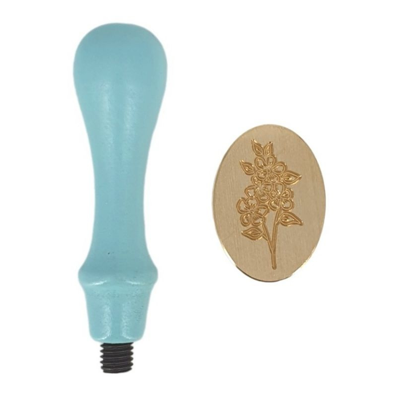 Pečetidlo mosazné 25x35mm + dřevěná rukojeť - květina