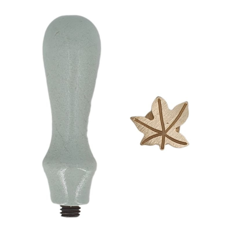 Pečetidlo mosazné průměr 23mm + dřevěná rukojeť - podzimní list