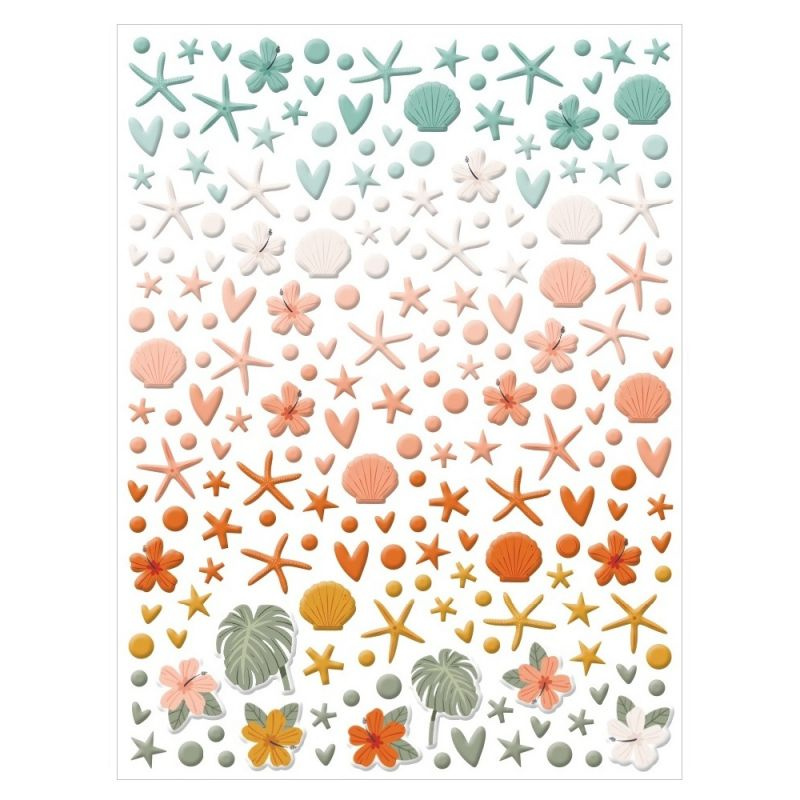 Samolepky 3D Mušle a květy