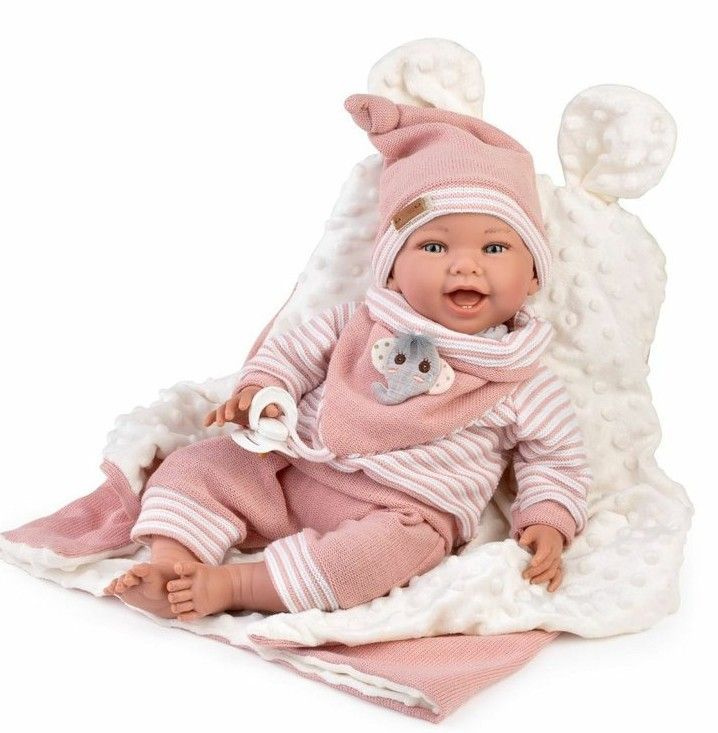 Guca 10261 OLIVIE - zátěžová realistická panenka miminko s měkkým látkovým tělem - 42 cm