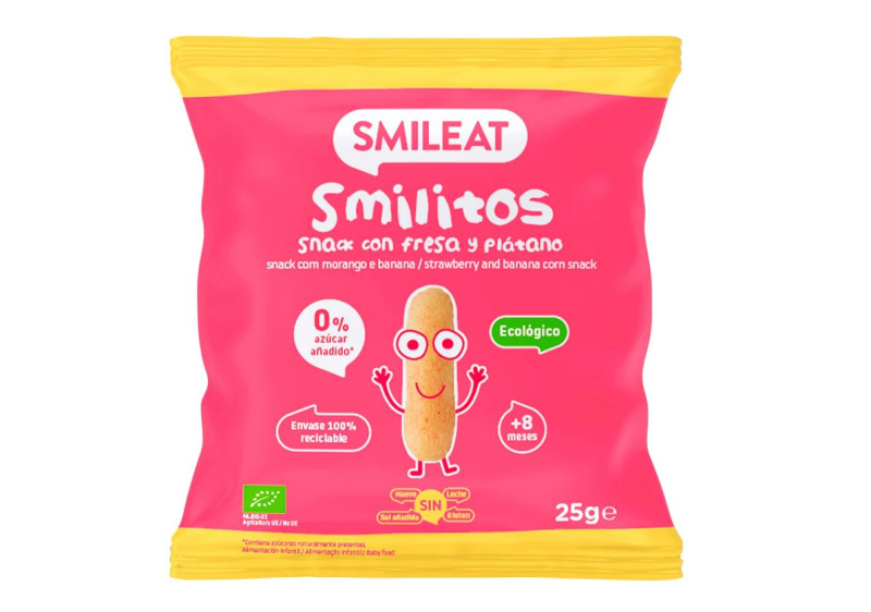 Smileat BIO Kukuřičné křupky banán & jahoda s extra panenským olivovým olejem