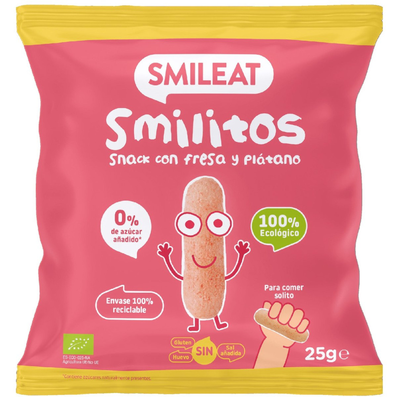 Smileat BIO Kukuřičné křupky banán & jahoda s extra panenským olivovým olejem