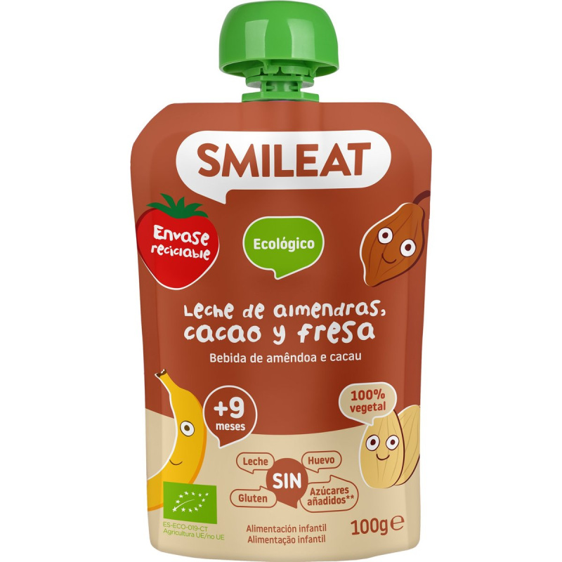 Smileat BIO Kapsička mandlové mléko, banán, jahoda a kakao