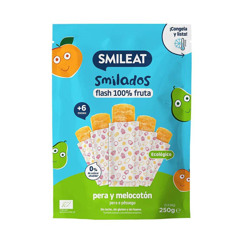Smileat BIO Ovocné zmrzlinky k zamražení hruška & broskev (5×50 g)