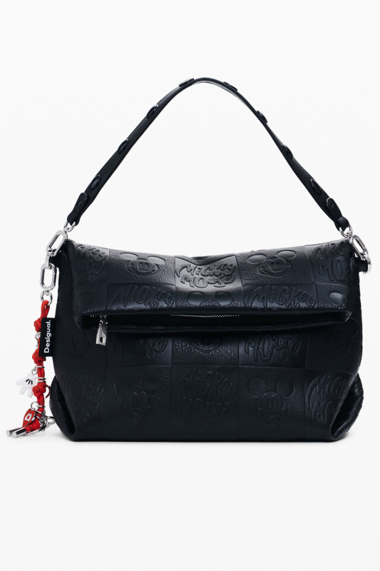 Černá kabelka přes rameno s ozdobou