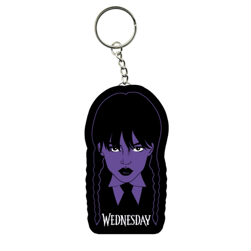 Přívěsek na klíče Wednesday fialová hlava