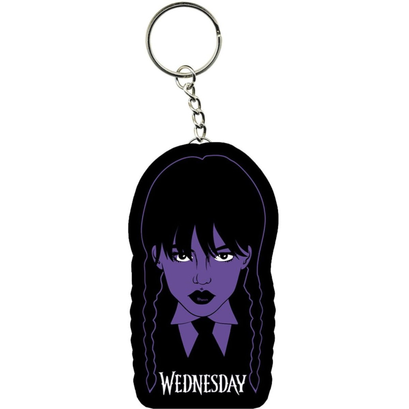 Přívěsek na klíče Wednesday fialová hlava