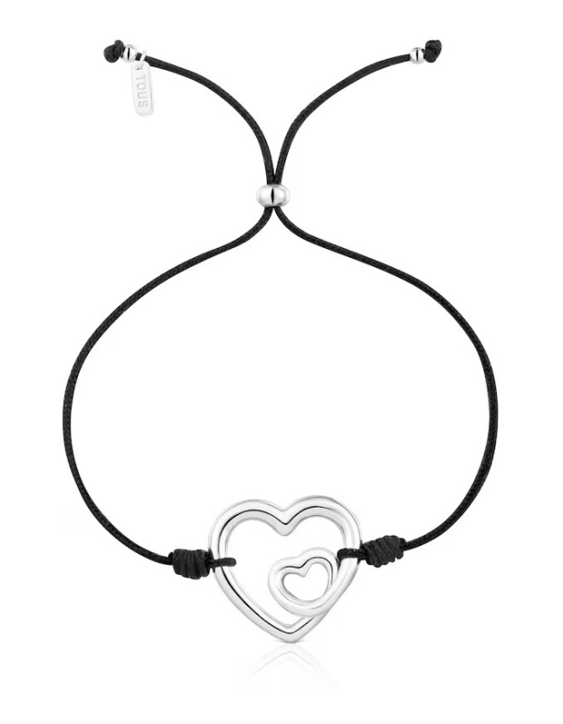Tous Černý nylonový náramek Dvojité srdce Flechazo 1004568500