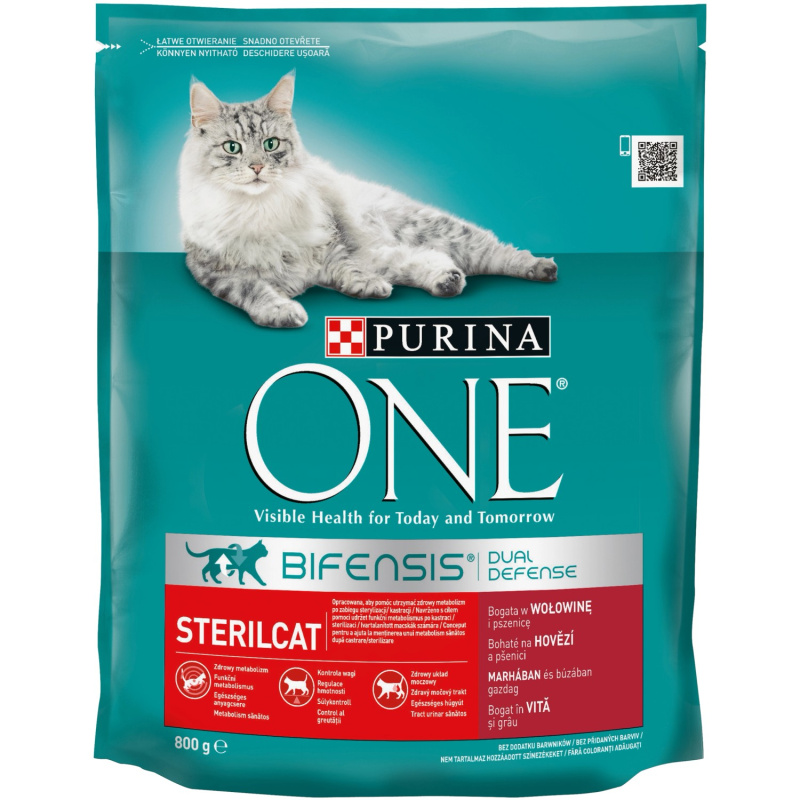 Purina One Granule pro kočky Sterilcat s hovězím a pšenicí 800 g