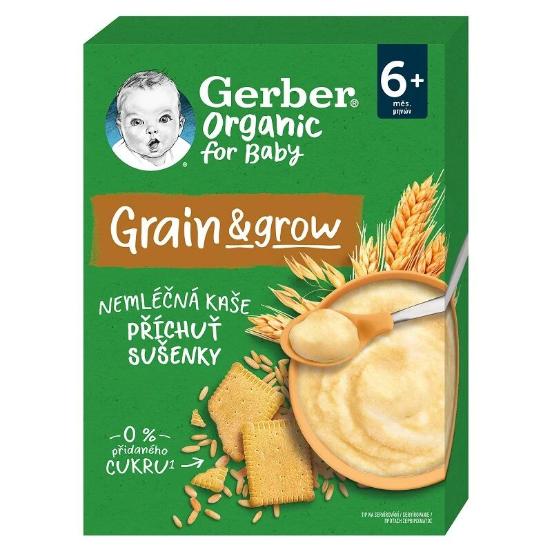 GERBER Nemléčná kaše s příchutí sušenky BIO 200 g 6m+