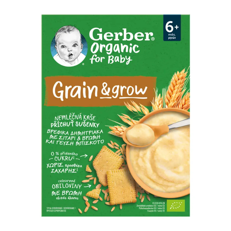 GERBER Nemléčná kaše s příchutí sušenky BIO 200 g 6m+