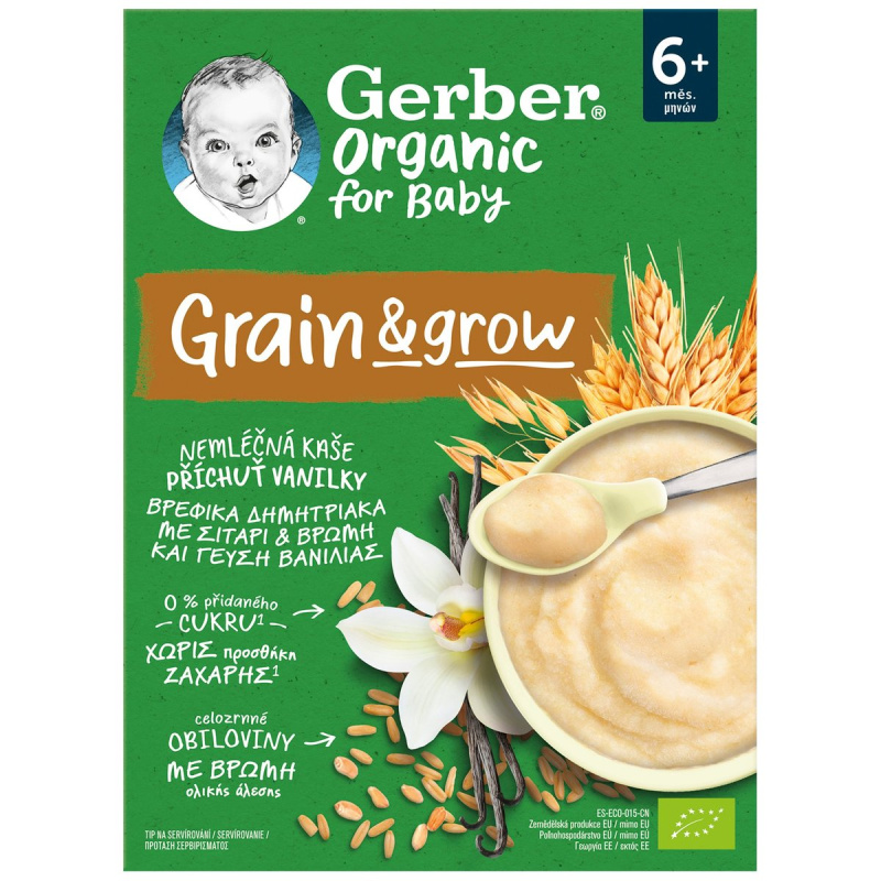 Gerber Organic BIO Nemléčná kaše s příchutí vanilky