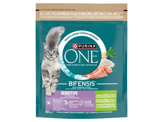 Purina ONE Bifensis Sensitive granule pro kočky krůta 800g