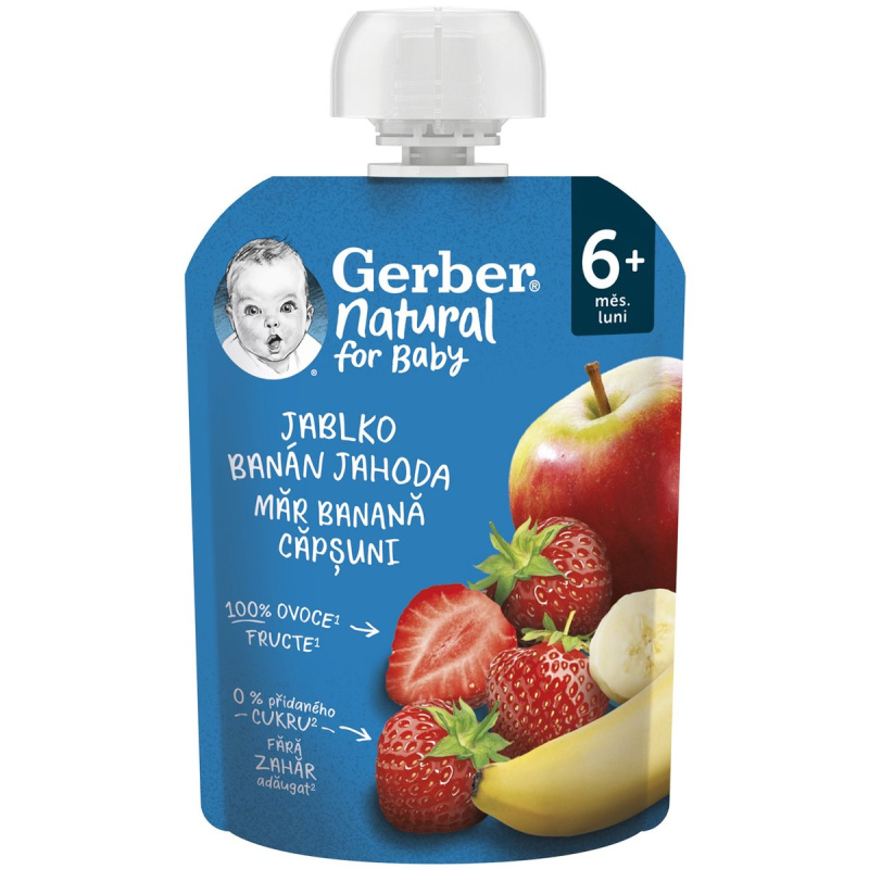 Gerber Natural Kapsička jablko, banán a jahoda