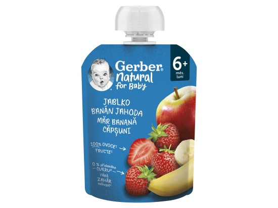 GERBER Kapsička natural jablko banán jahoda 6m+ 90 g