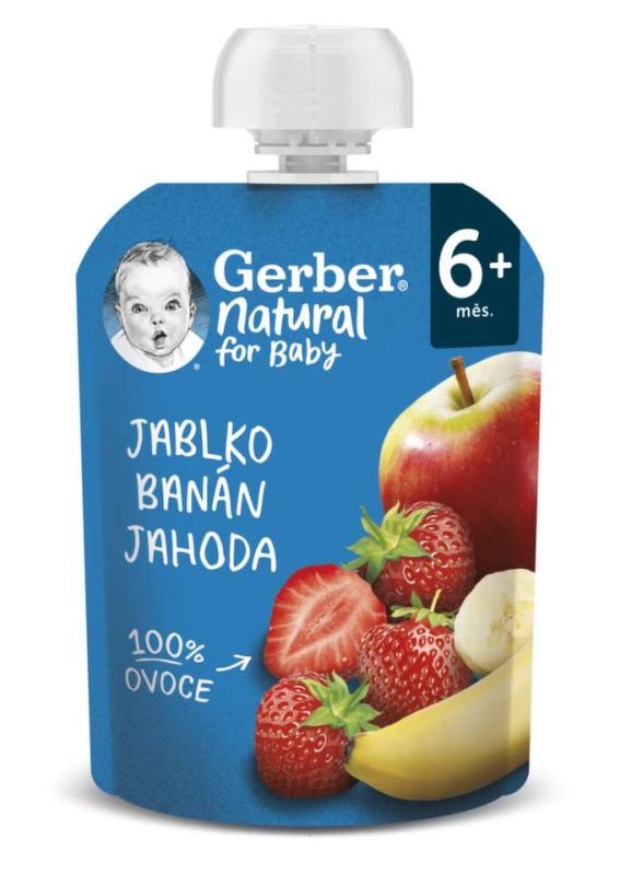 GERBER Kapsička natural jablko banán jahoda 6m+ 90 g